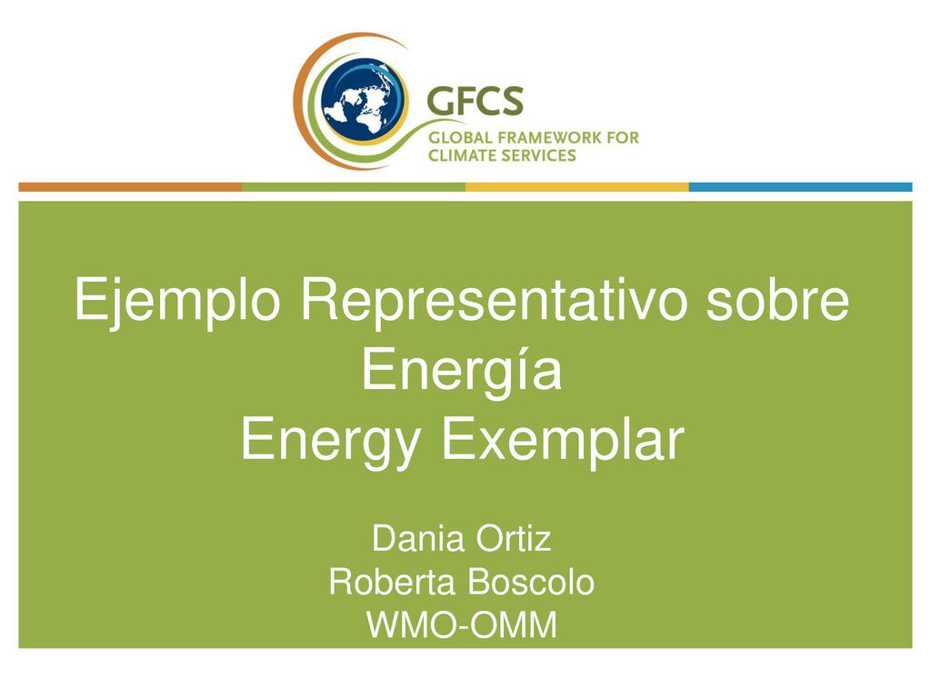 Ejemplo Representativo sobre Energía Energy Exemplar Dania Ortiz Roberta Boscolo WMO-OMM
