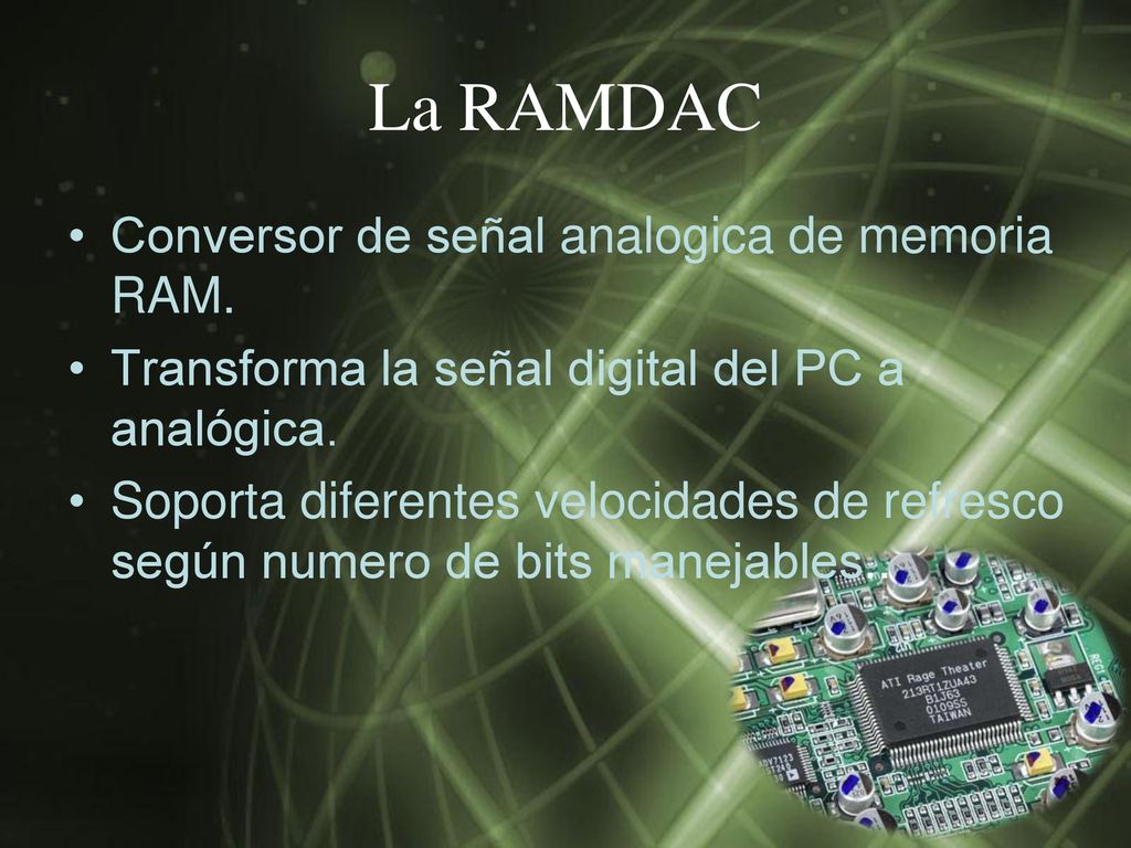 La RAMDAC Conversor de señal analogica de memoria RAM.