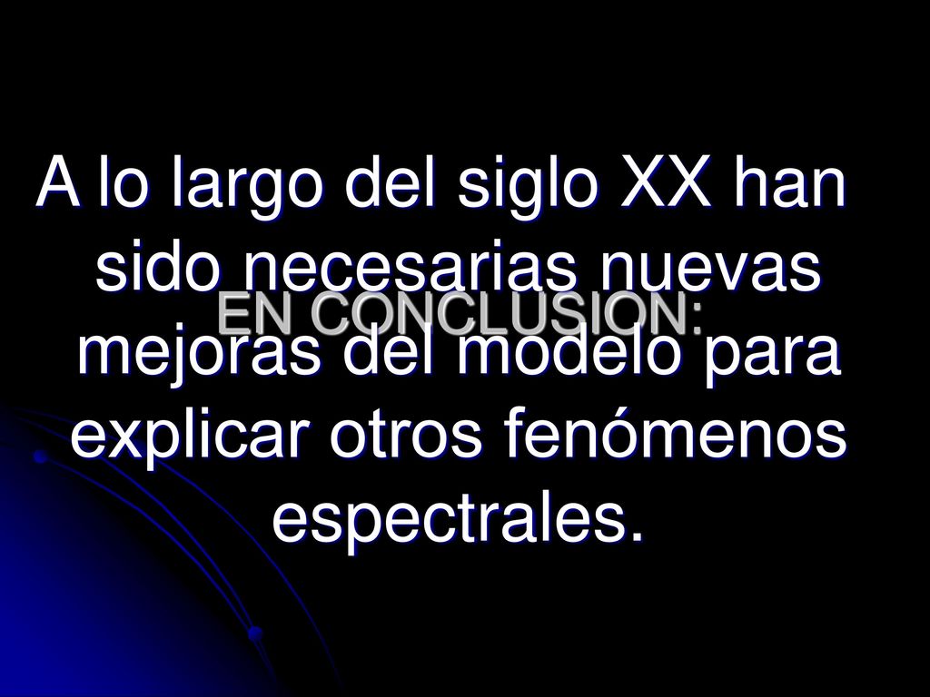 A lo largo del siglo XX han sido necesarias nuevas mejoras del modelo para explicar otros fenómenos espectrales.
