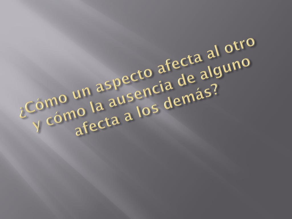 ¿Cómo un aspecto afecta al otro y cómo la ausencia de alguno afecta a los demás