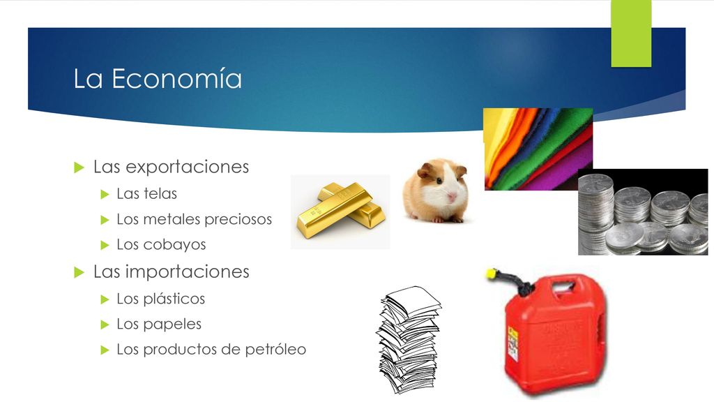 La Economía Las exportaciones Las importaciones Las telas
