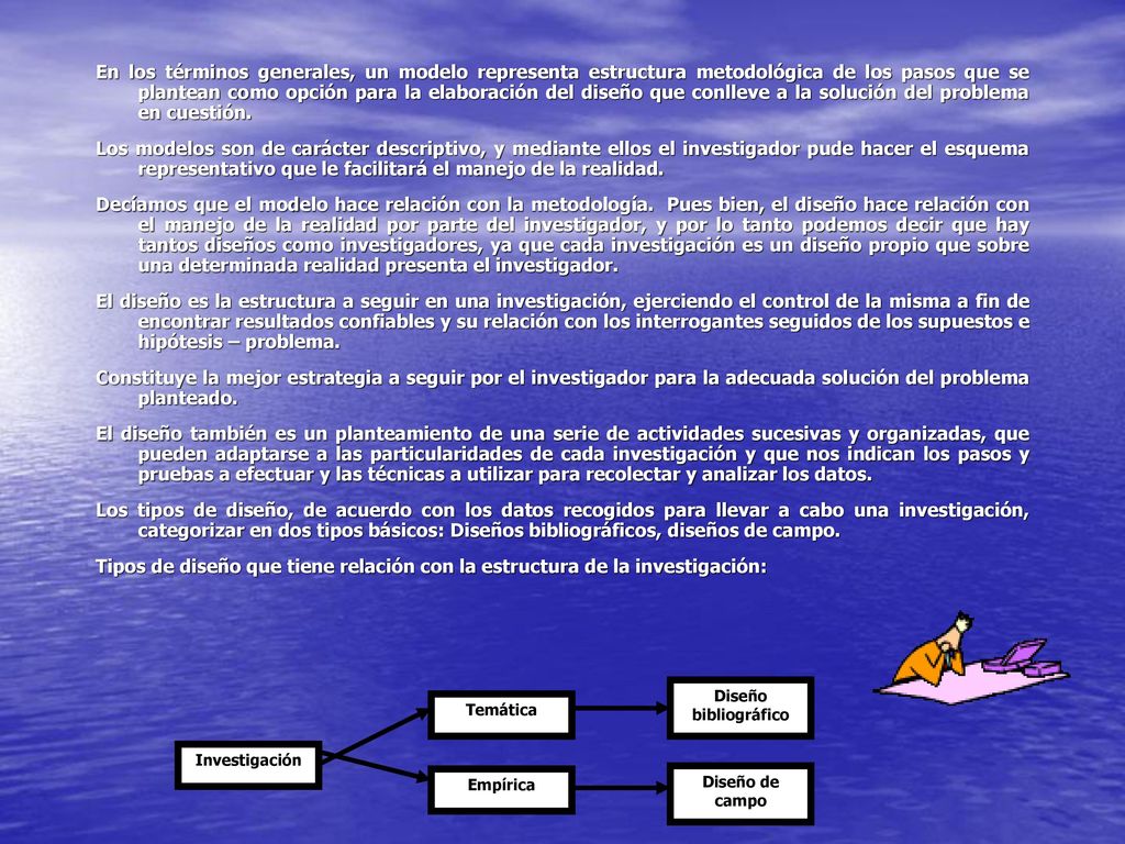 En los términos generales, un modelo representa estructura metodológica de los pasos que se plantean como opción para la elaboración del diseño que conlleve a la solución del problema en cuestión.
