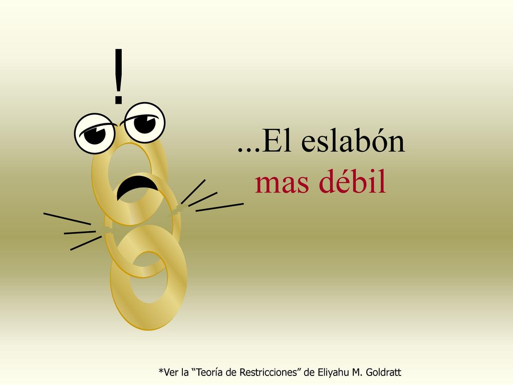 ! ...El eslabón mas débil *Ver la Teoría de Restricciones de Eliyahu M. Goldratt