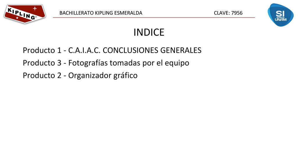 INDICE Producto 1 - C.A.I.A.C. CONCLUSIONES GENERALES