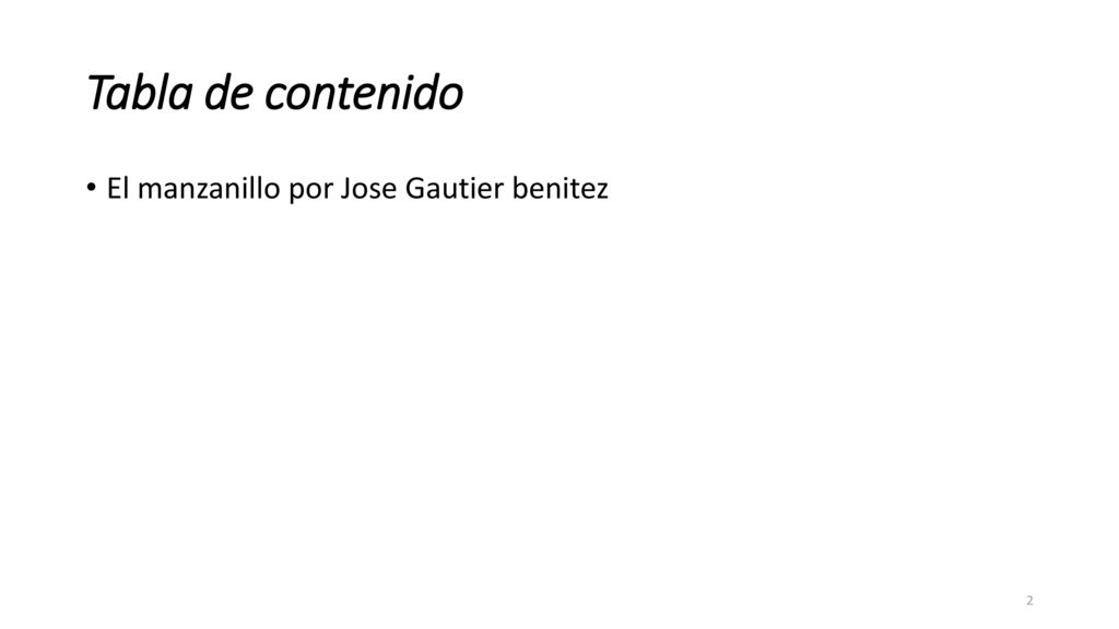 Tabla de contenido El manzanillo por Jose Gautier benitez