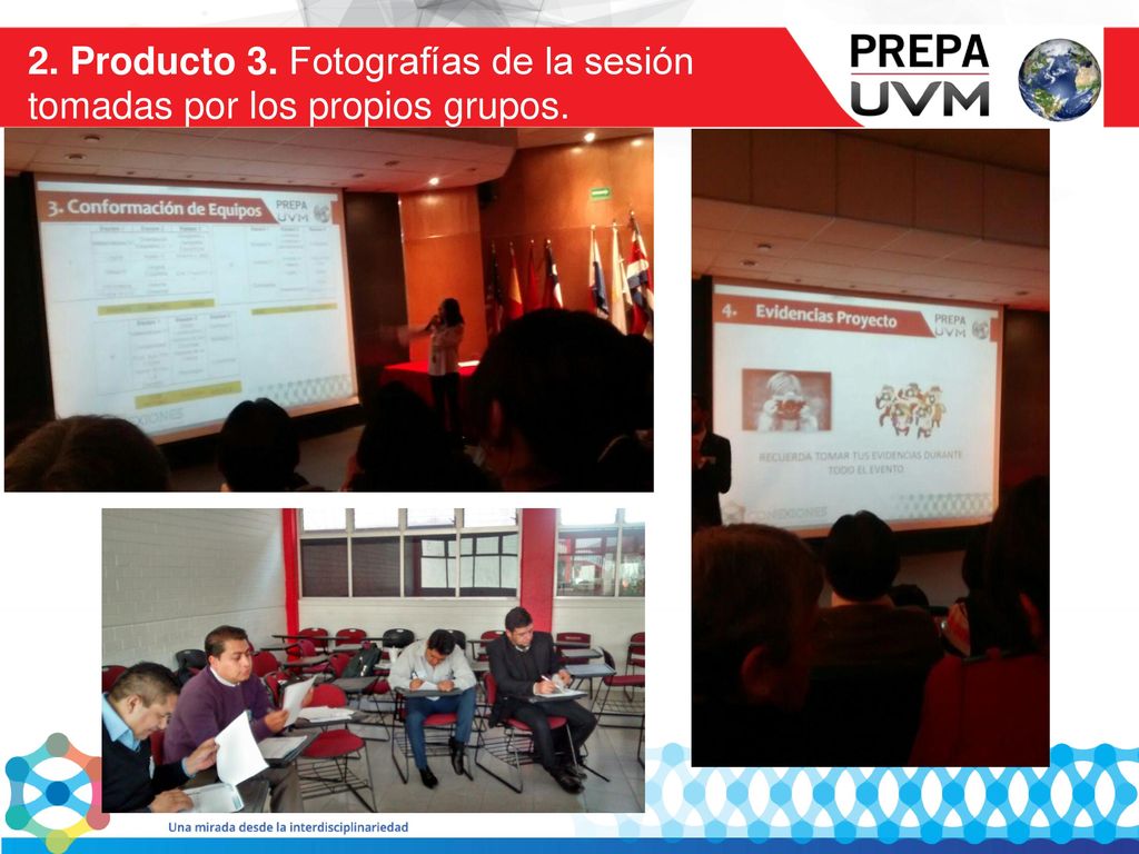2. Producto 3. Fotografías de la sesión tomadas por los propios grupos.