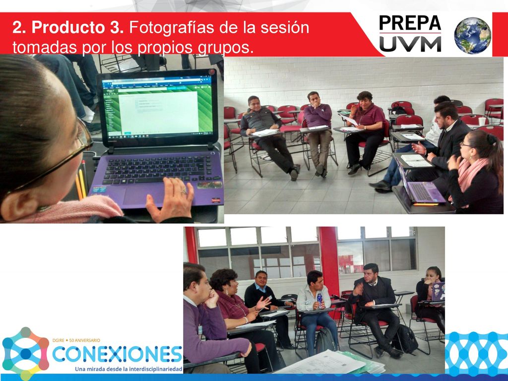 2. Producto 3. Fotografías de la sesión tomadas por los propios grupos.