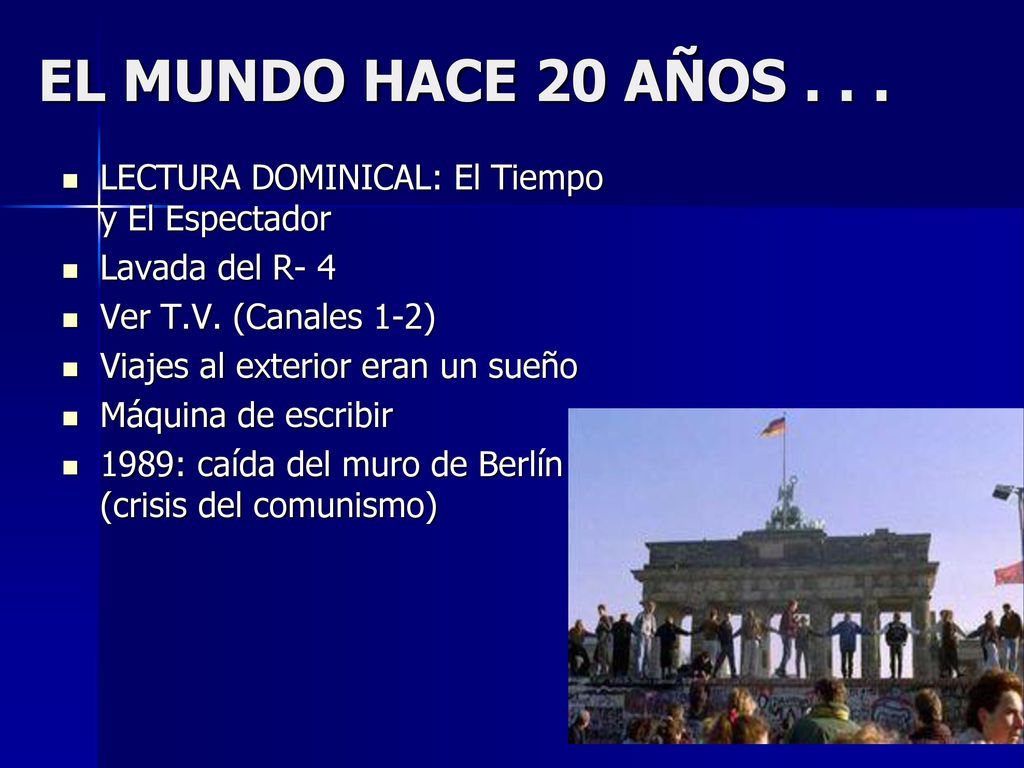 EL MUNDO HACE 20 AÑOS LECTURA DOMINICAL: El Tiempo y El Espectador. Lavada del R- 4. Ver T.V. (Canales 1-2)