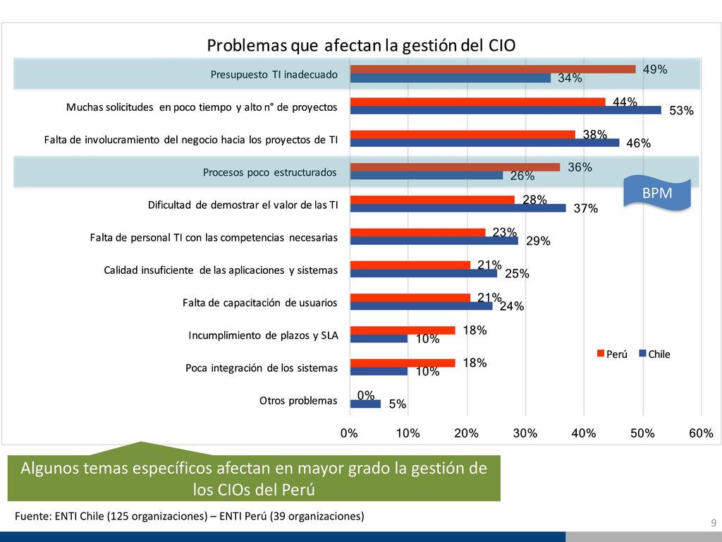 BPM Algunos temas específicos afectan en mayor grado la gestión de los CIOs del Perú.