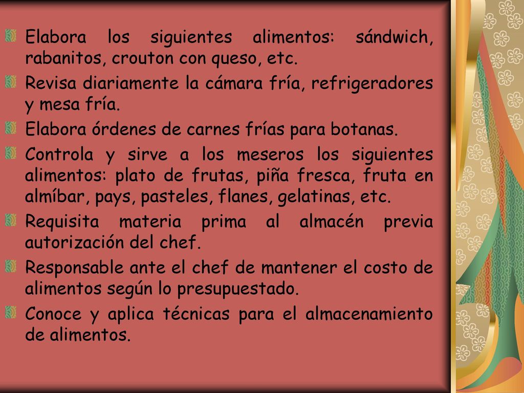 Elabora los siguientes alimentos: sándwich, rabanitos, crouton con queso, etc.