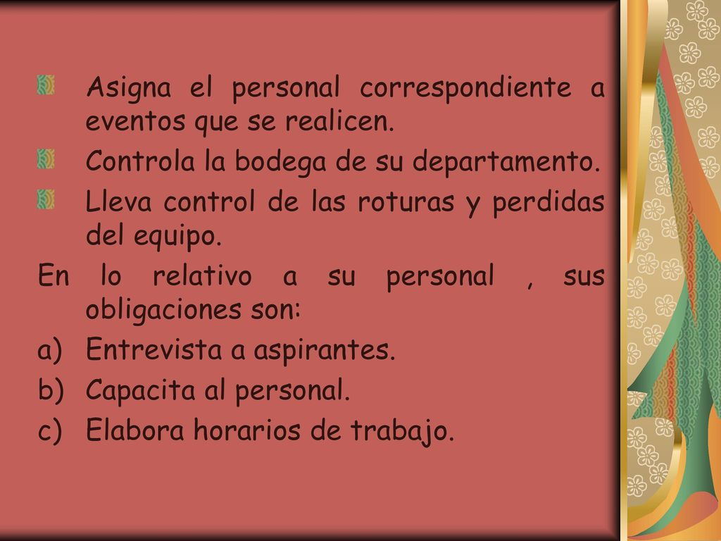 Asigna el personal correspondiente a eventos que se realicen.