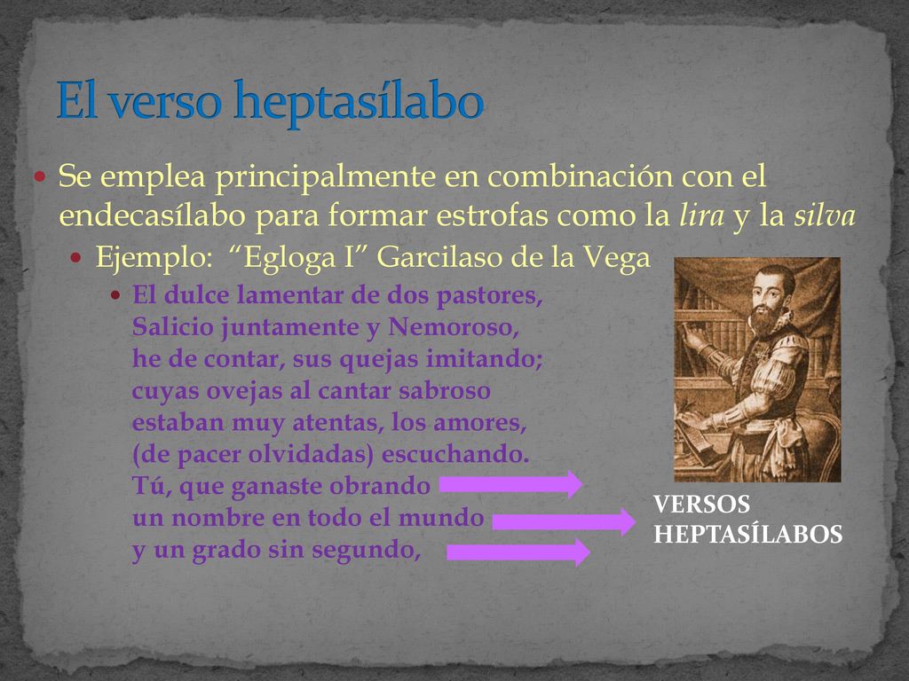 El verso heptasílabo Se emplea principalmente en combinación con el endecasílabo para formar estrofas como la lira y la silva.