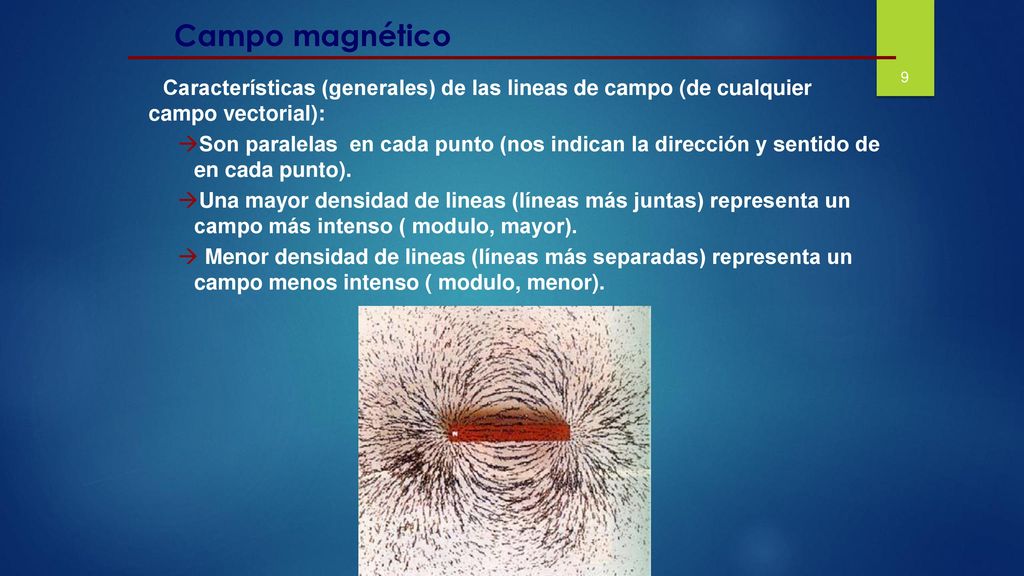 Campo magnético Características (generales) de las lineas de campo (de cualquier campo vectorial):