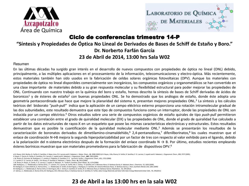 23 de Abril a las 13:00 hrs en la sala W02