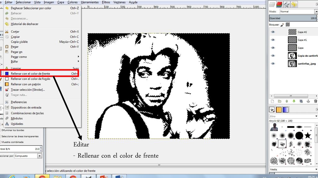 Editar - Rellenar con el color de frente