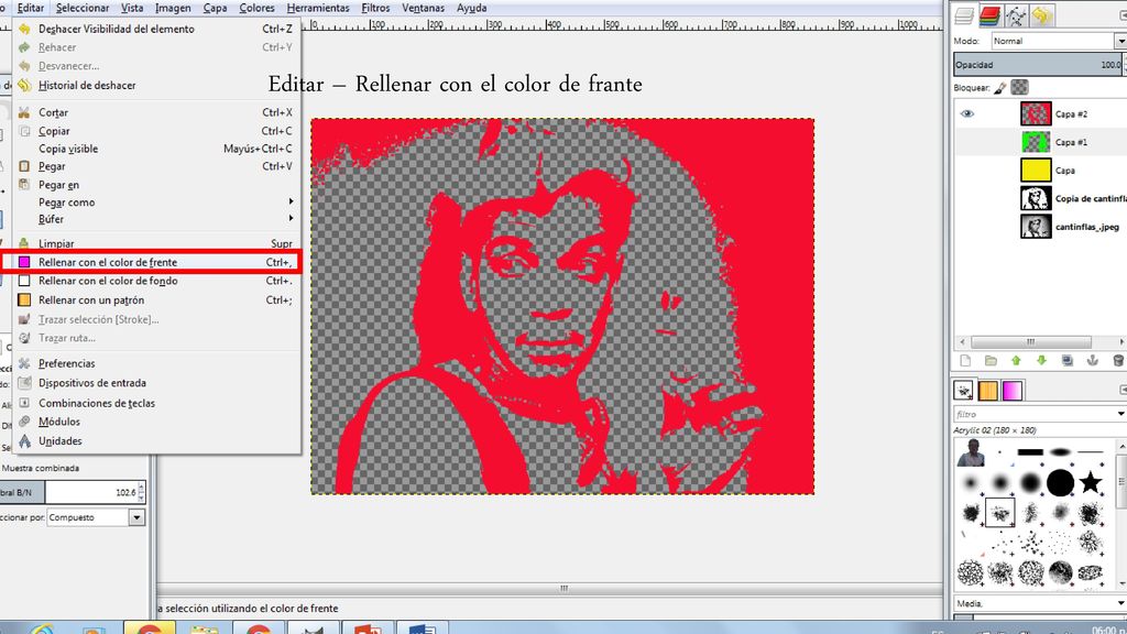Editar – Rellenar con el color de frante