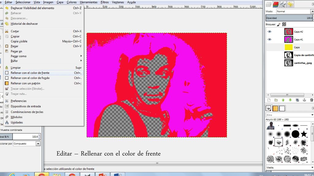 Editar – Rellenar con el color de frente