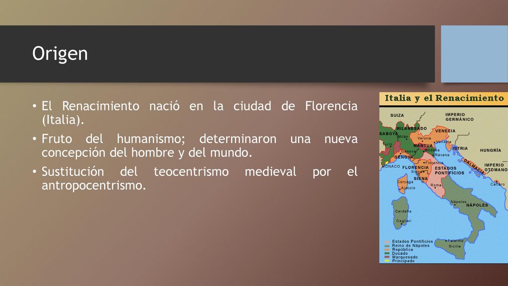 Origen El Renacimiento nació en la ciudad de Florencia (Italia).