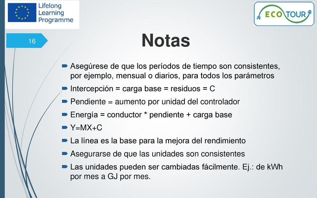 Notas Asegúrese de que los períodos de tiempo son consistentes, por ejemplo, mensual o diarios, para todos los parámetros.