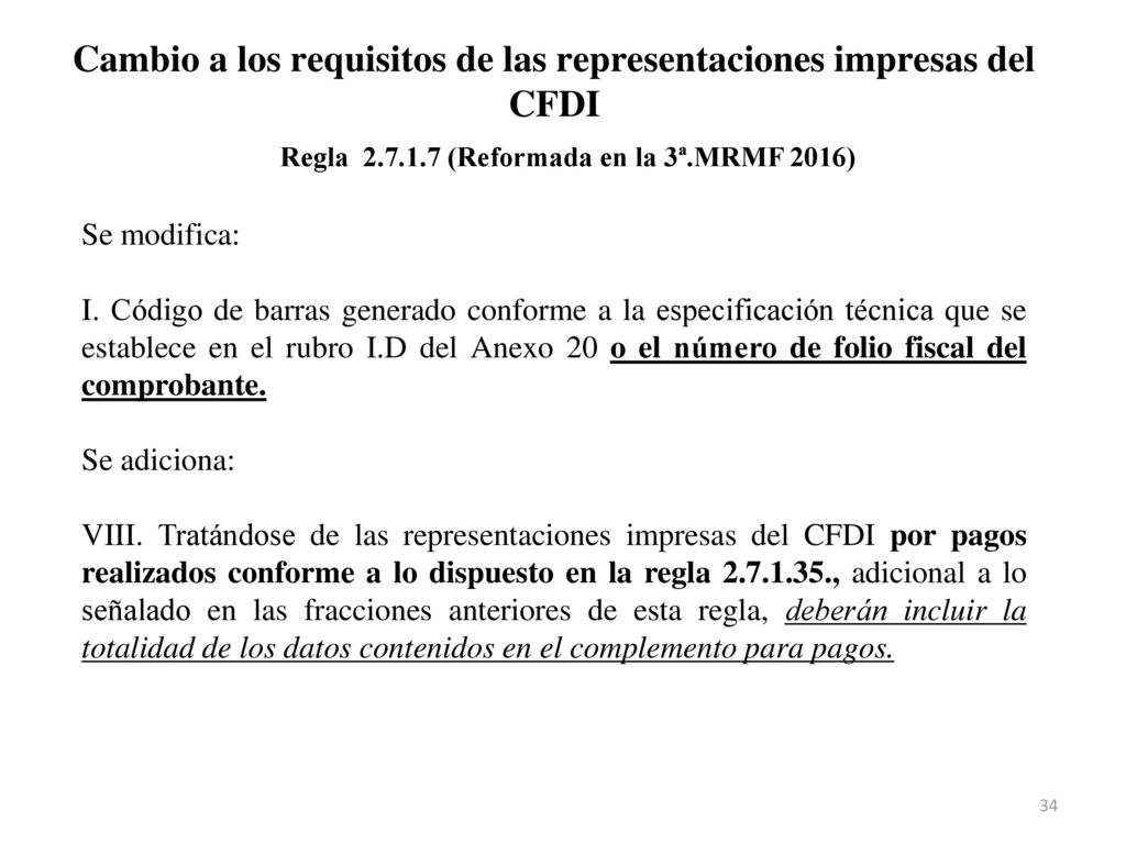Cambio a los requisitos de las representaciones impresas del CFDI