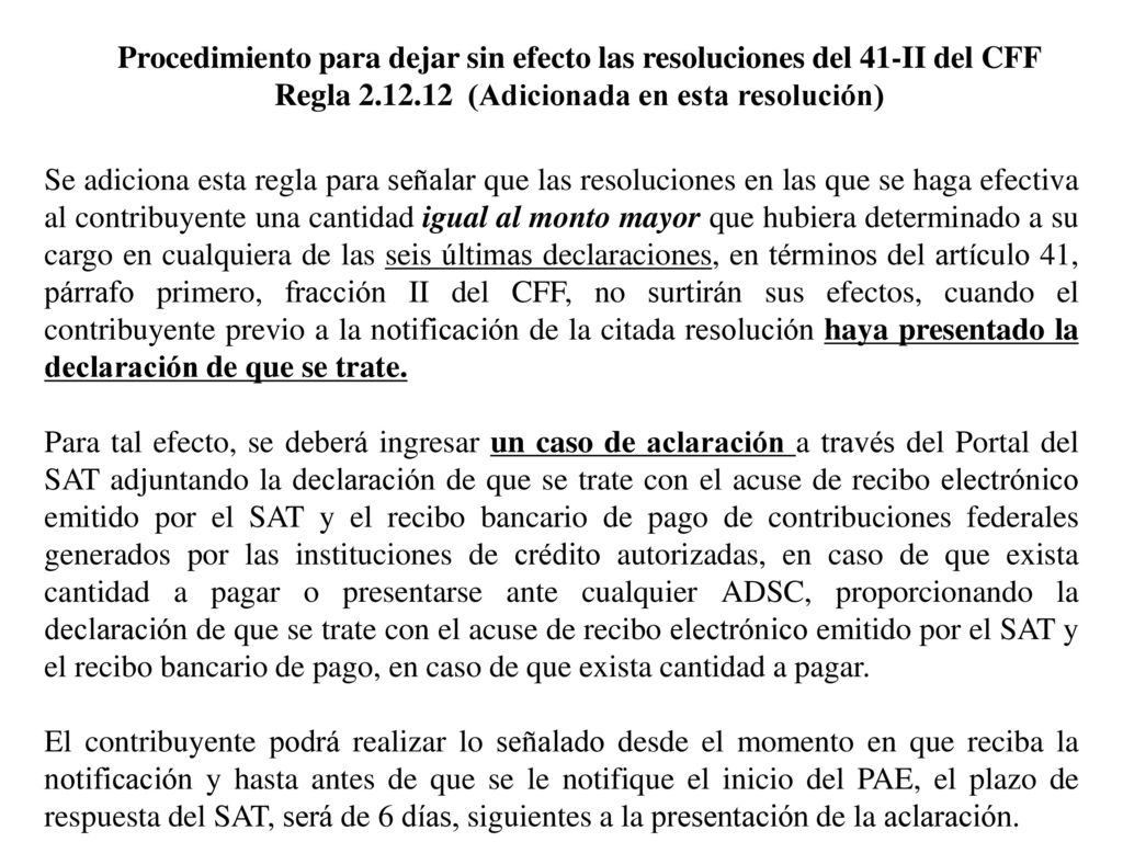 Procedimiento para dejar sin efecto las resoluciones del 41-II del CFF