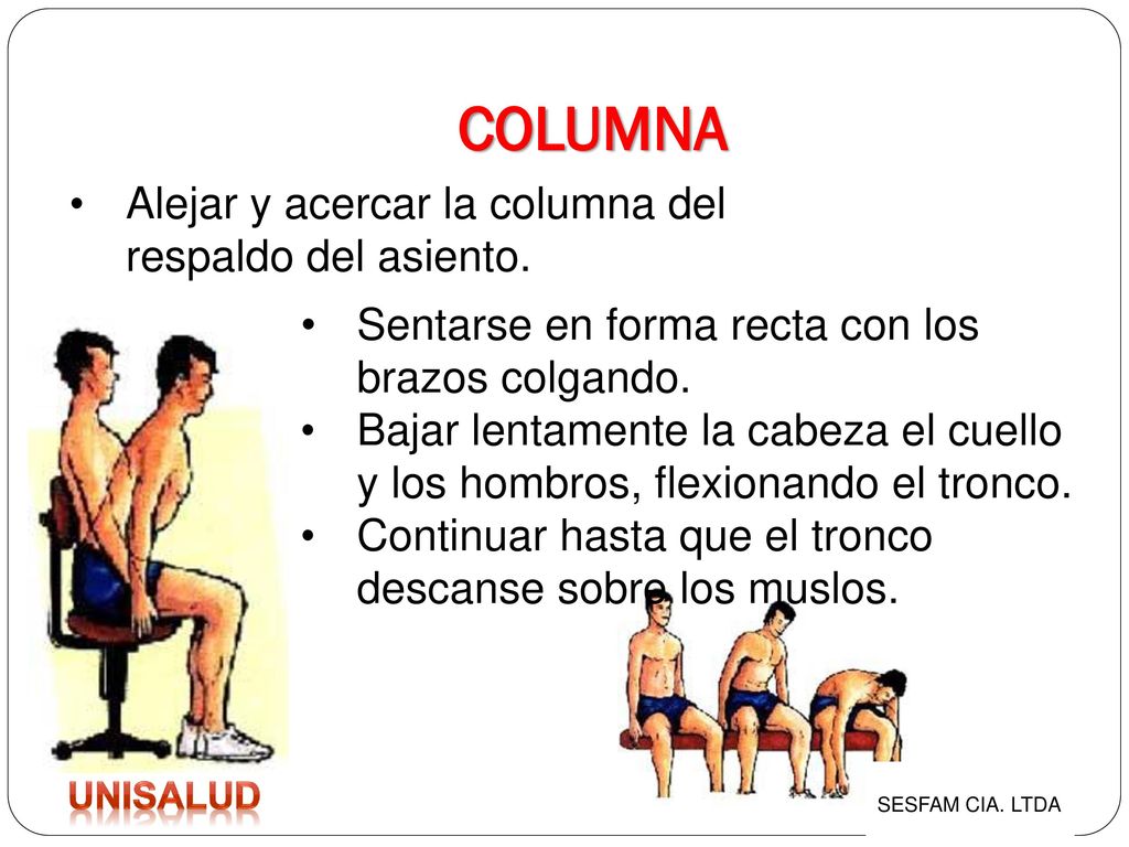 COLUMNA Alejar y acercar la columna del respaldo del asiento.