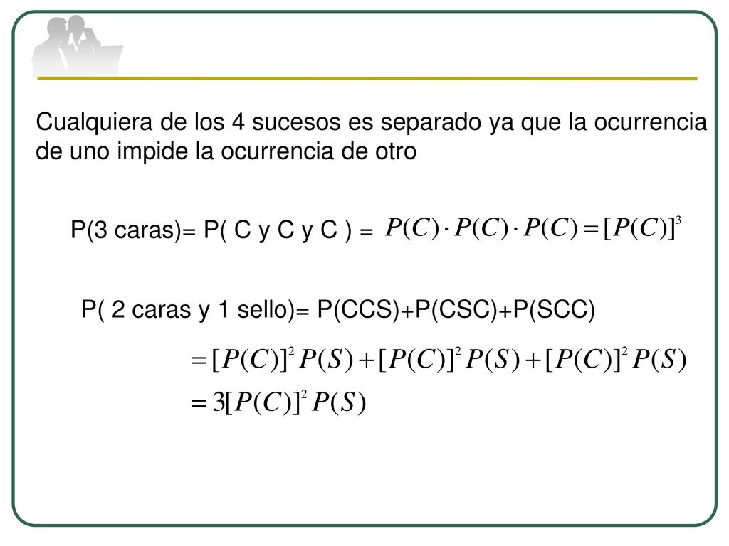 Cualquiera de los 4 sucesos es separado ya que la ocurrencia