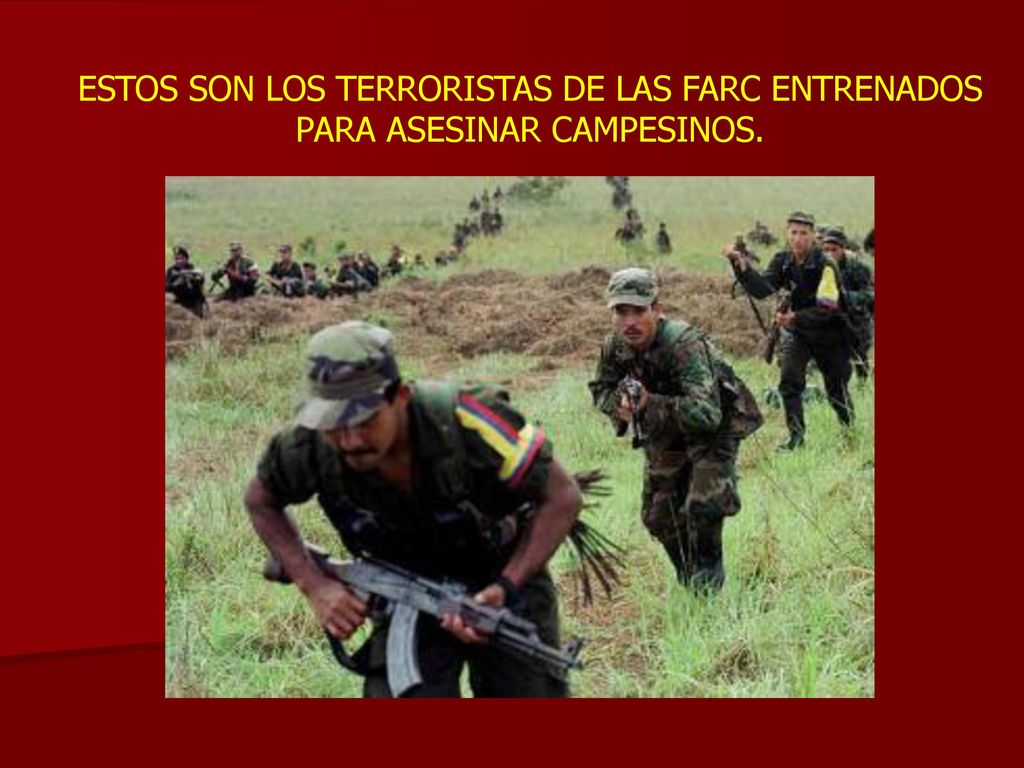 ESTOS SON LOS TERRORISTAS DE LAS FARC ENTRENADOS PARA ASESINAR CAMPESINOS.