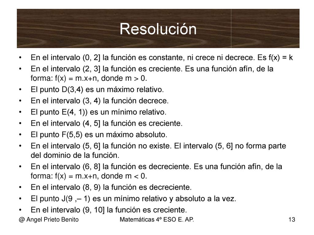 Resolución En el intervalo (0, 2] la función es constante, ni crece ni decrece. Es f(x) = k.