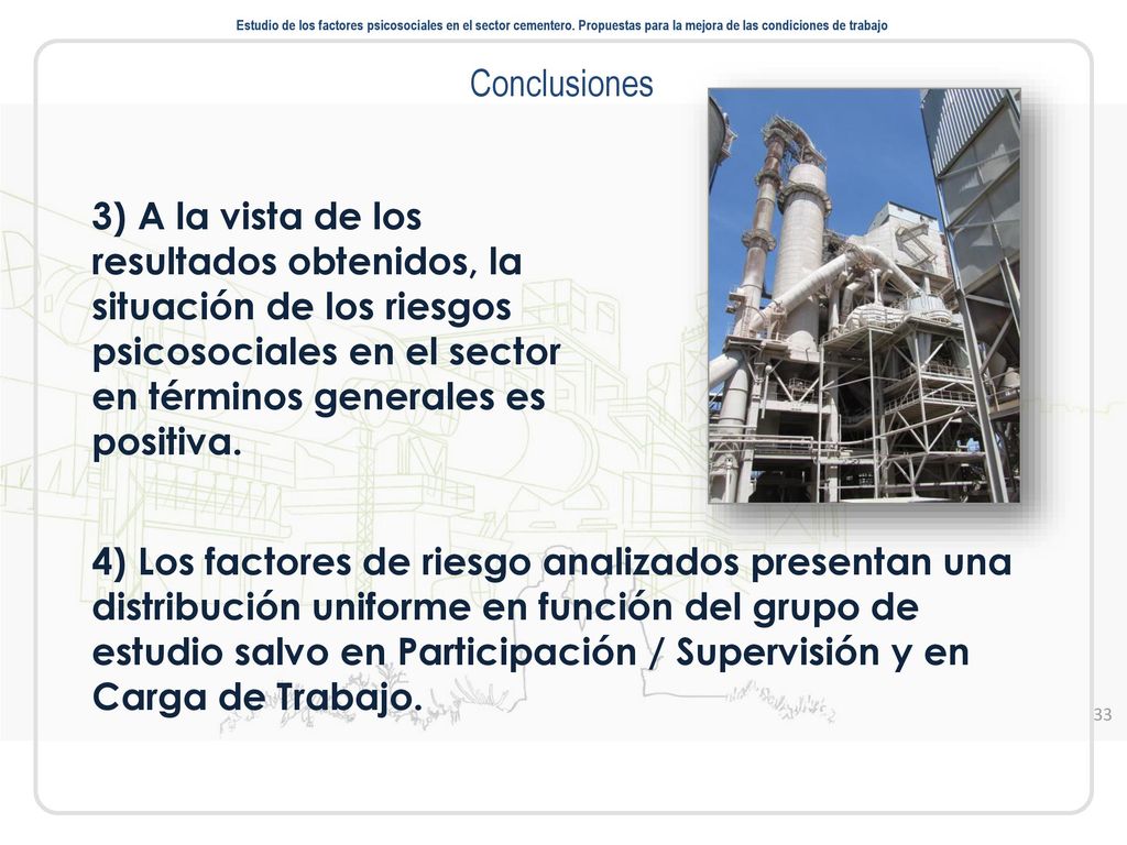 Estudio de los factores psicosociales en el sector cementero