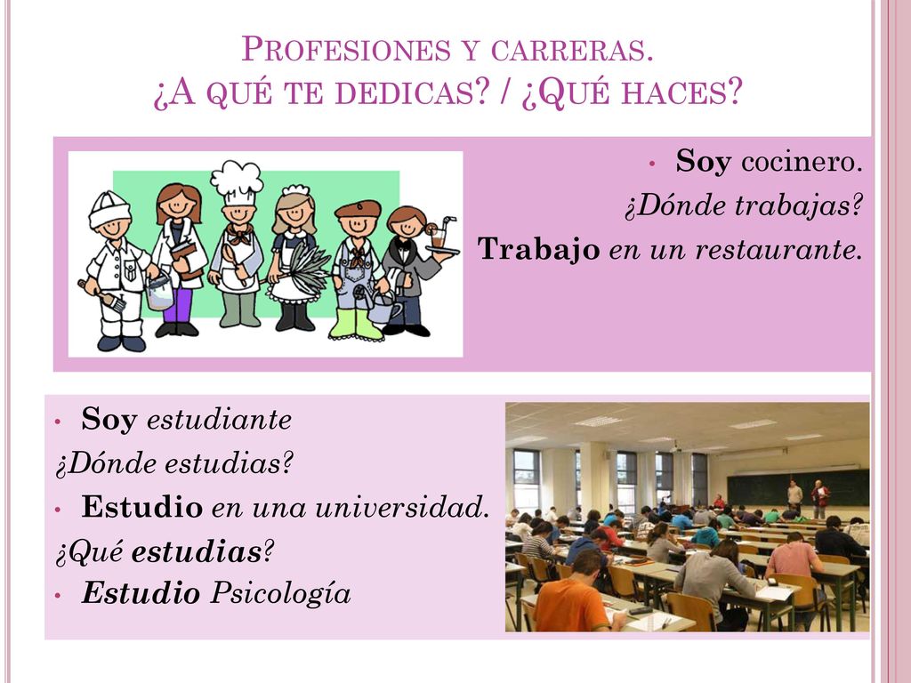 Profesiones y carreras. ¿A qué te dedicas / ¿Qué haces