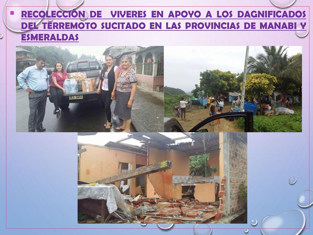 RECOLECCIÒN DE VIVERES EN APOYO A LOS DAGNIFICADOS DEL TERREMOTO SUCITADO EN LAS PROVINCIAS DE MANABI Y ESMERALDAS