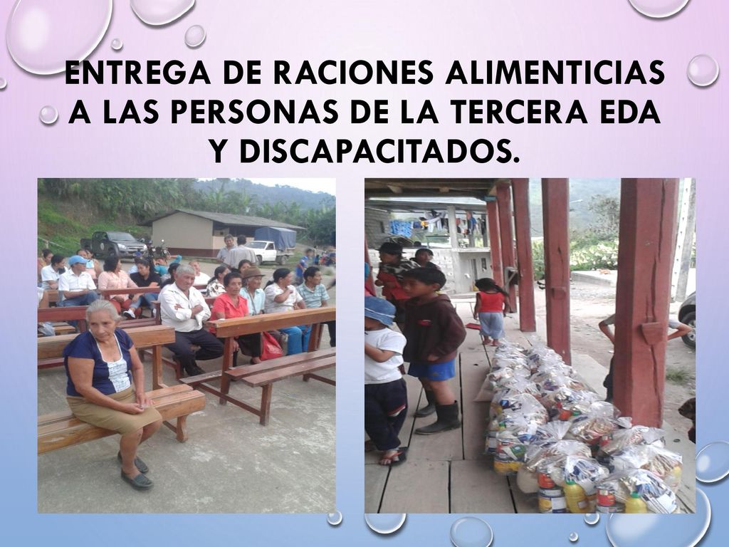 ENTREGA DE RACIONES ALIMENTICIAS A LAS PERSONAS DE LA TERCERA EDA Y DISCAPACITADOS.