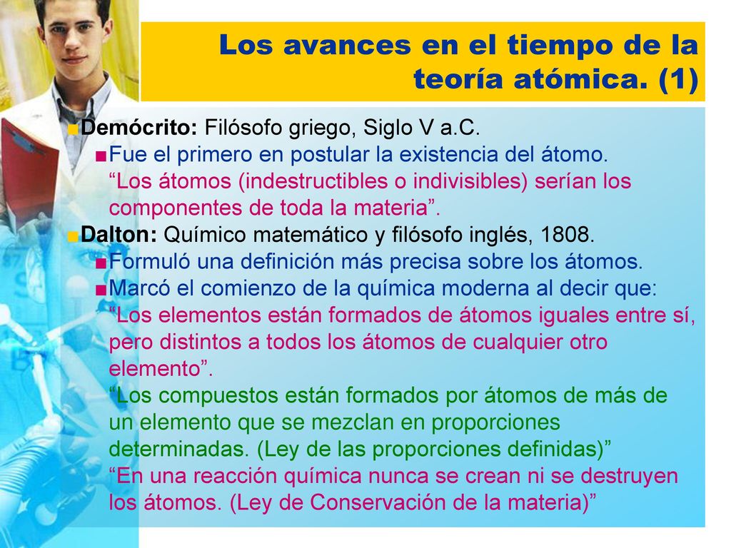 Los avances en el tiempo de la teoría atómica. (1)