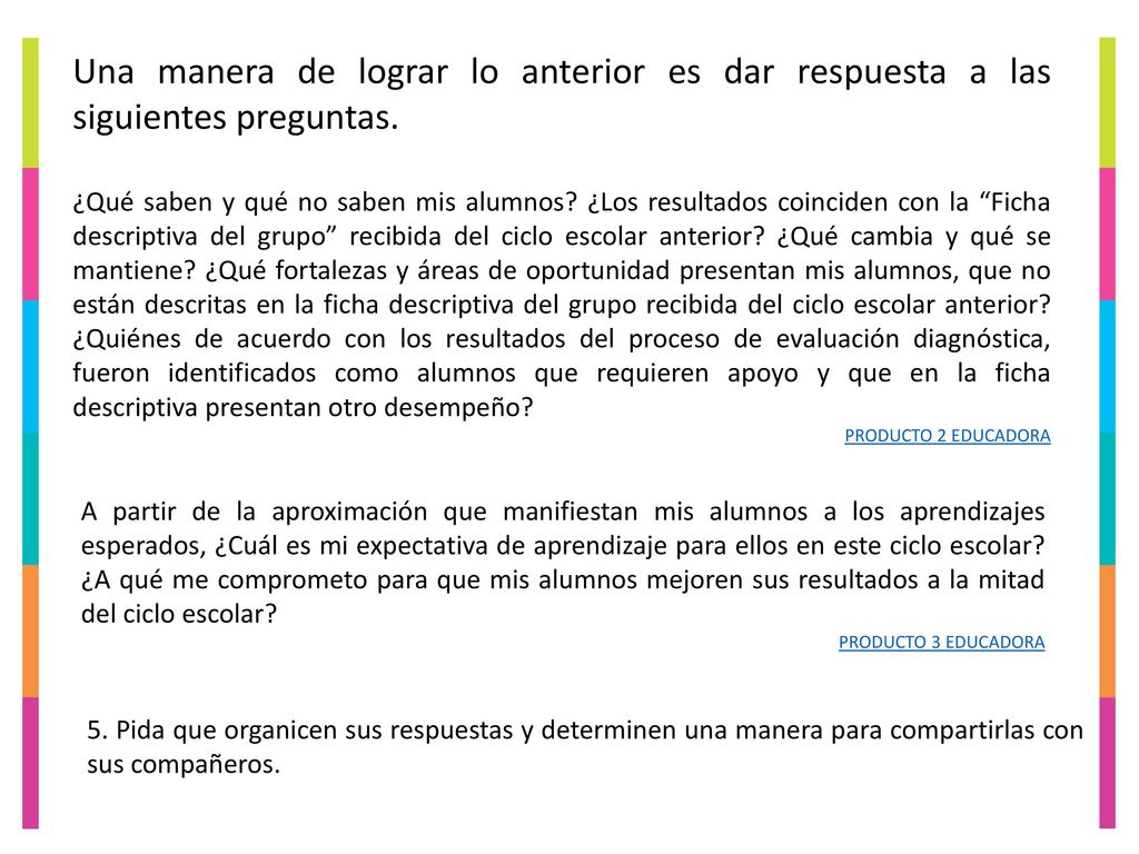 Una manera de lograr lo anterior es dar respuesta a las siguientes preguntas.