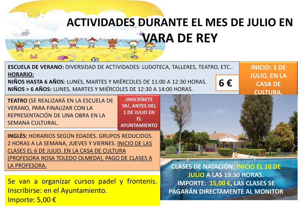 ACTIVIDADES DURANTE EL MES DE JULIO EN VARA DE REY