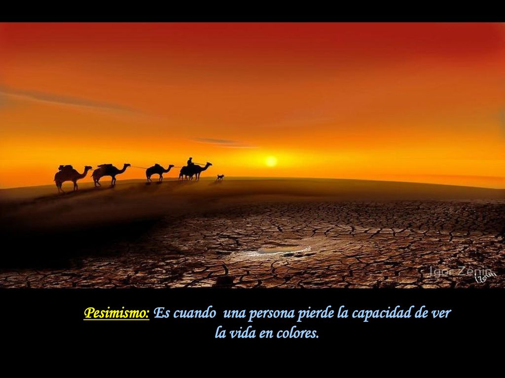 Pesimismo: Es cuando una persona pierde la capacidad de ver la vida en colores.