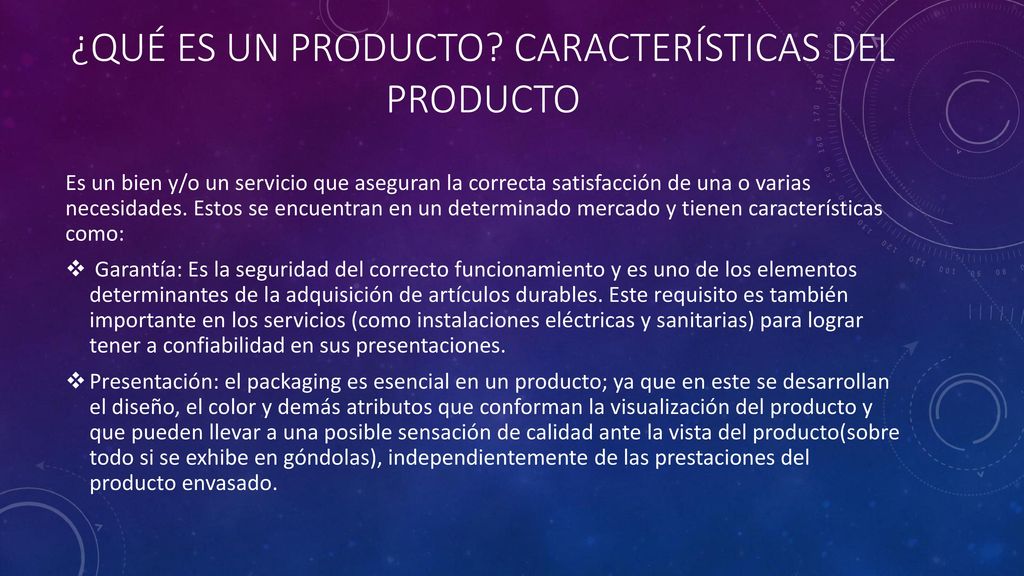 ¿Qué es un Producto Características del producto