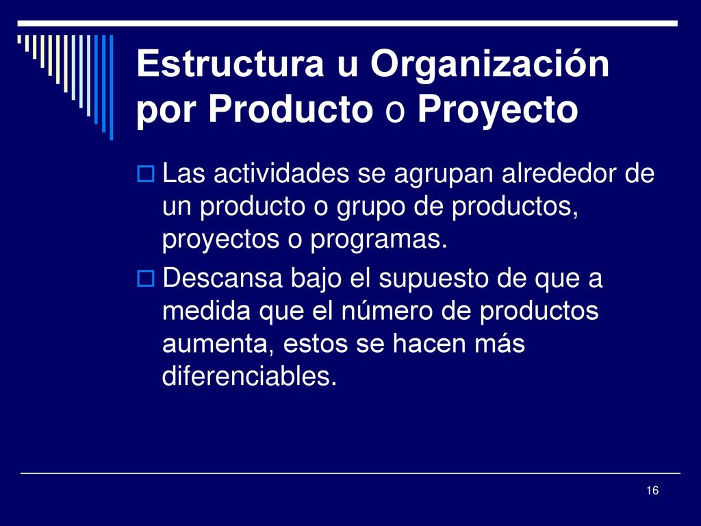 Estructura u Organización por Producto o Proyecto