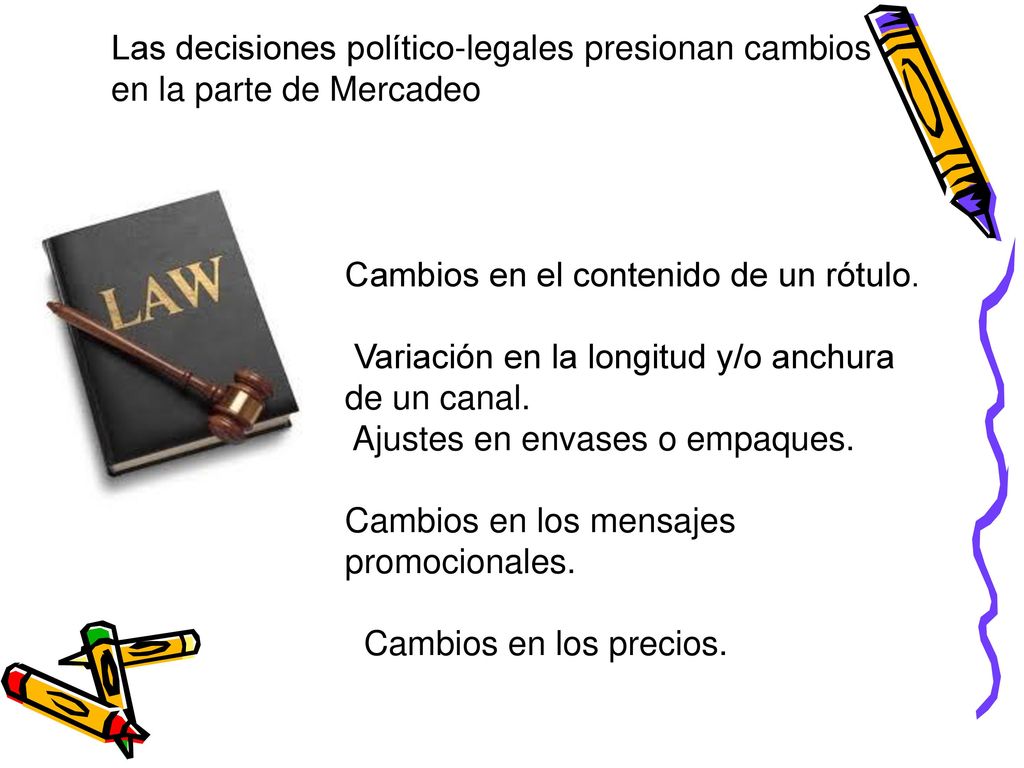 Las decisiones político-legales presionan cambios en la parte de Mercadeo