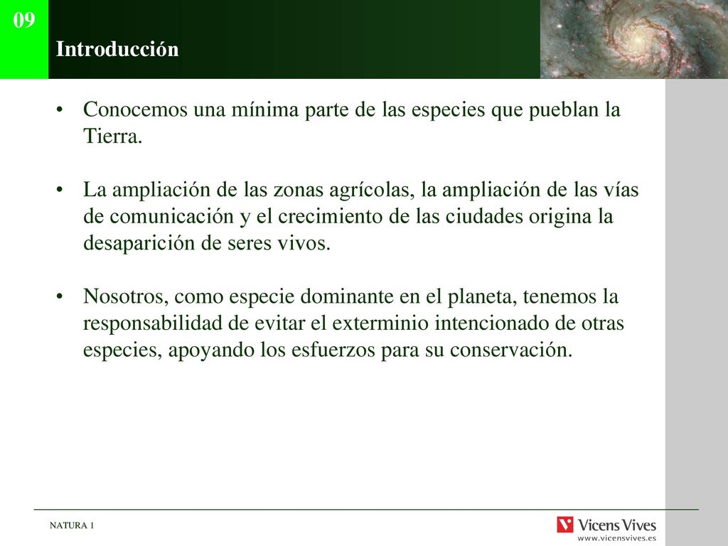 09 Introducción. Conocemos una mínima parte de las especies que pueblan la Tierra.