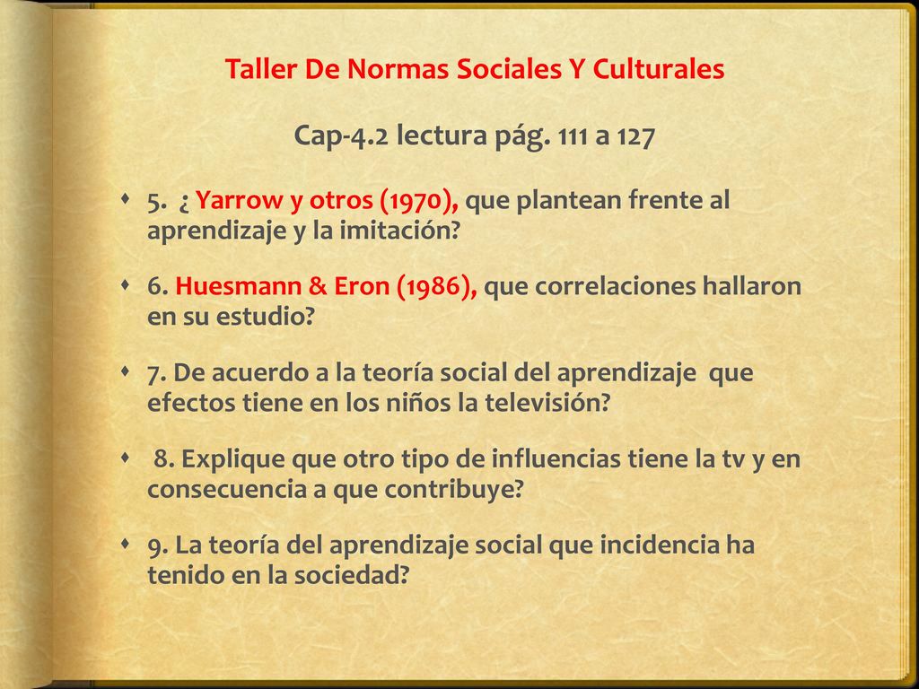 Taller De Normas Sociales Y Culturales Cap-4.2 lectura pág. 111 a 127