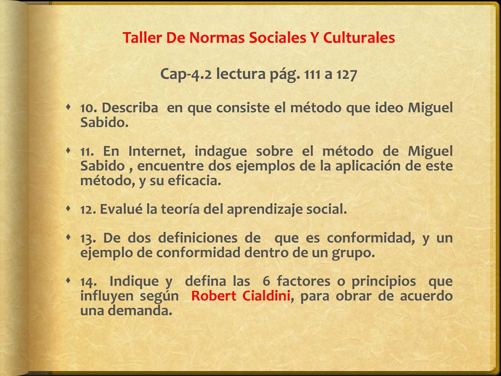 Taller De Normas Sociales Y Culturales Cap-4.2 lectura pág. 111 a 127