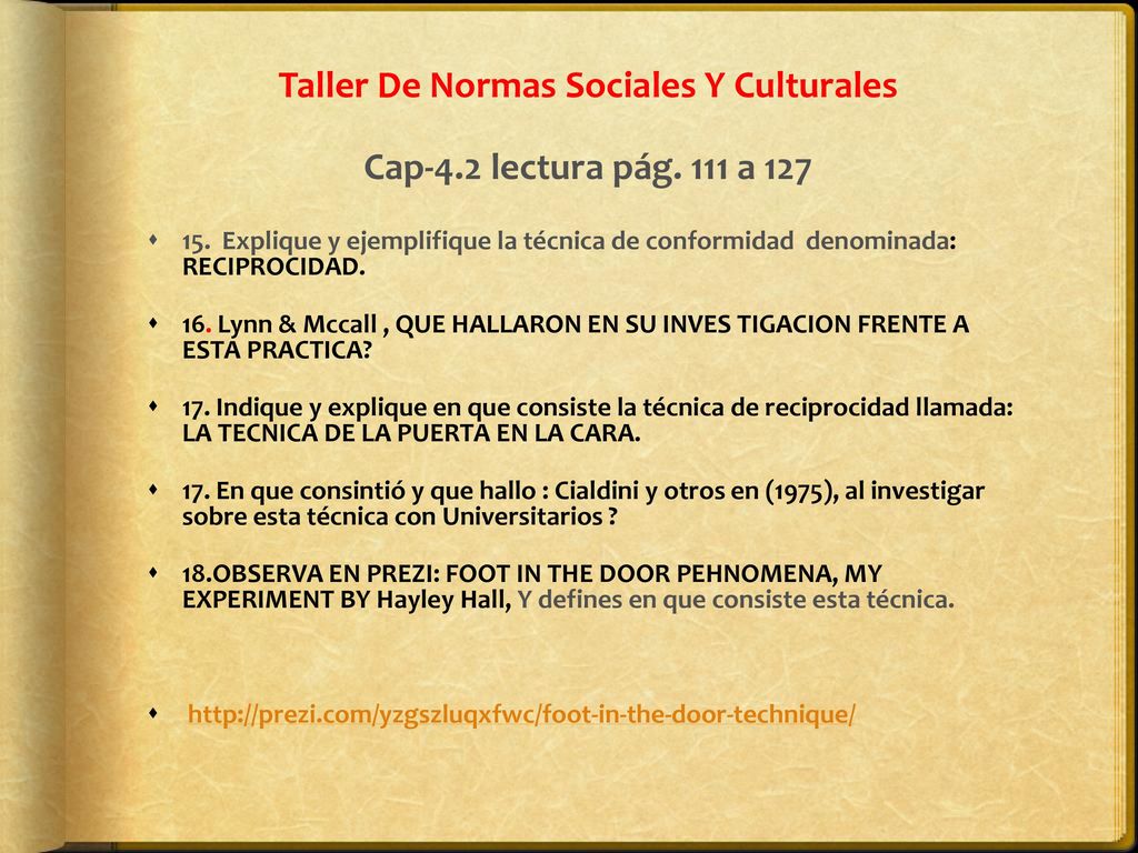 Taller De Normas Sociales Y Culturales Cap-4.2 lectura pág. 111 a 127