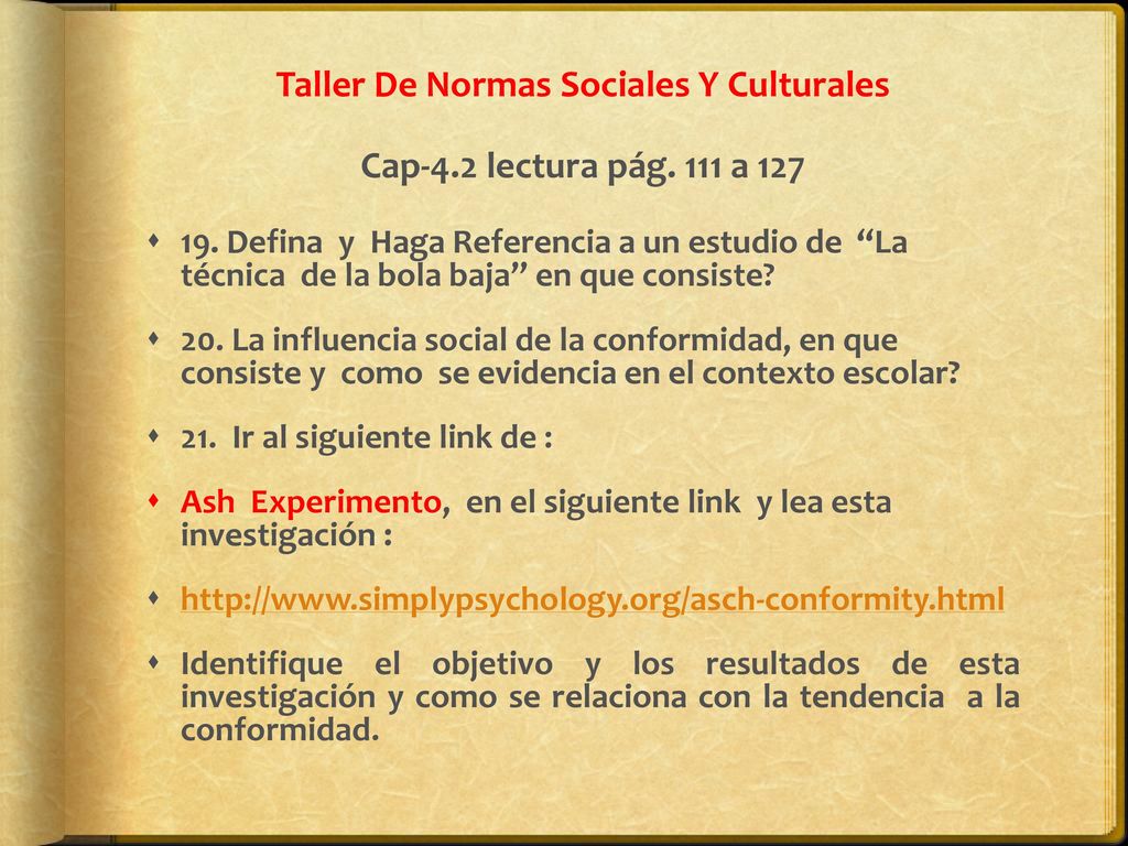 Taller De Normas Sociales Y Culturales Cap-4.2 lectura pág. 111 a 127