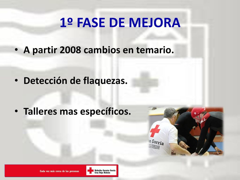 1º FASE DE MEJORA A partir 2008 cambios en temario.
