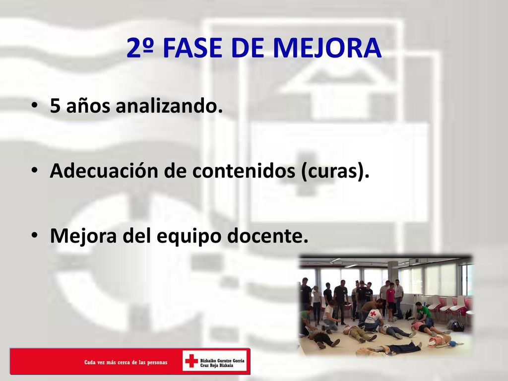 2º FASE DE MEJORA 5 años analizando. Adecuación de contenidos (curas).