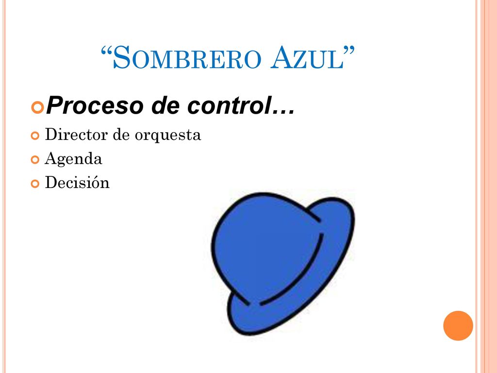 Sombrero Azul Proceso de control… Director de orquesta Agenda