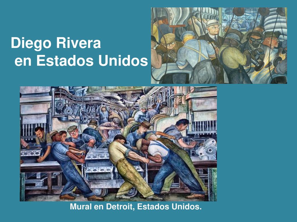 Diego Rivera en Estados Unidos Mural en Detroit, Estados Unidos.