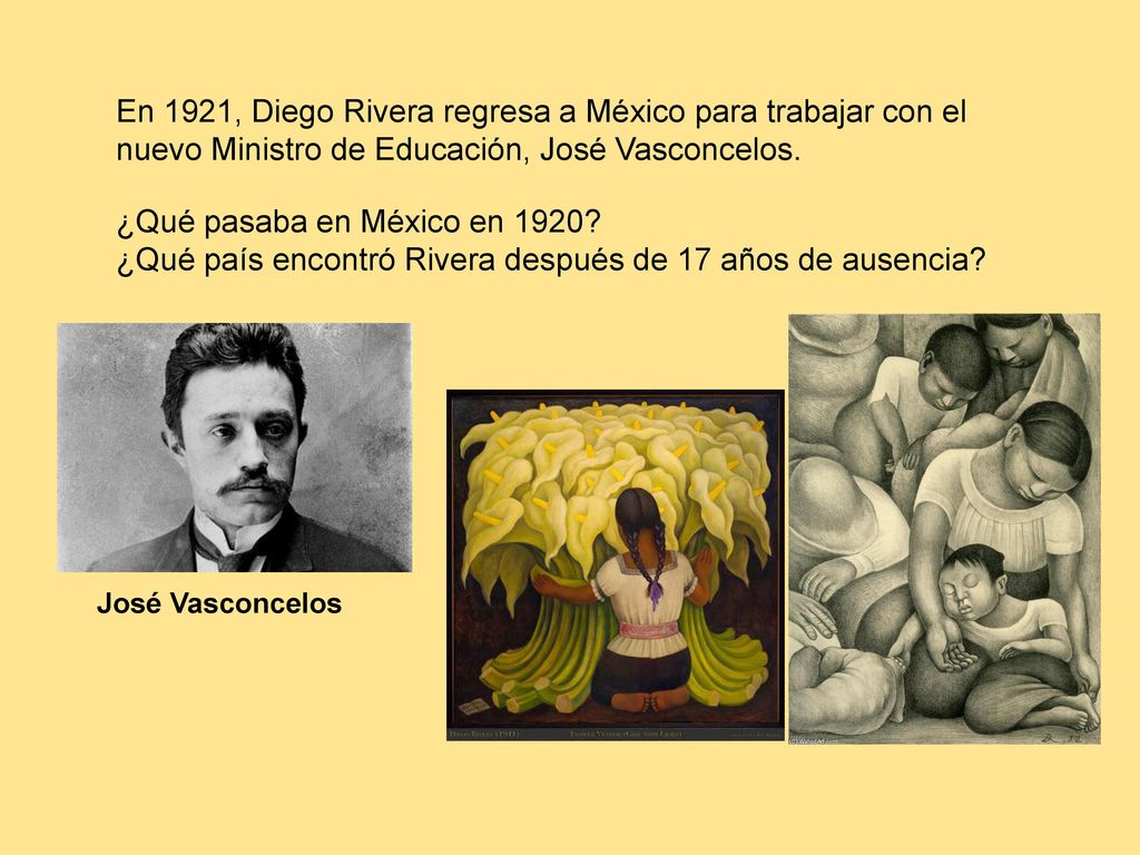 En 1921, Diego Rivera regresa a México para trabajar con el